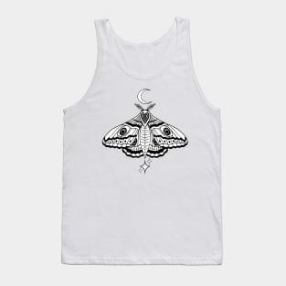 Witchy Cute Celestial Moth - Black Tank Top